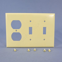Cooper Ivory 3-Gang Toggle Switch Duplex Receptacle Outlet Thermoset Wallplate Cover 2158V
