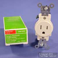 Leviton Light Almond TAMPER RESISTANT COMMERCIAL Single Outlet Receptacle 15A T5015-TS
