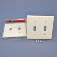 2 White 2Gang Plastic Thermoset Toggle Switch Cover Wallplate Switchplates 31591