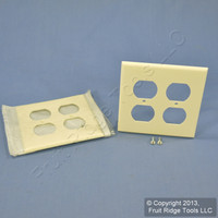 2 Leviton Almond 2-Gang Receptacle Wallplates Unbreakable Duplex Outlet Cover 80716-A
