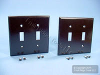 2 Leviton Brown Standard 2-Gang Toggle Switch Cover Wallplate Switchplates 85009