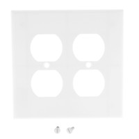 Leviton MIDWAY 2G White Duplex Receptacle Wallplate Outlet Plastic Cover 80516-W