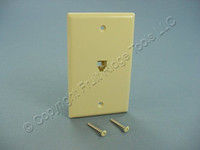 New Cooper Ivory Flush Mount Phone Jack Wall Plate 4-Conductor Telephone 3532-4V