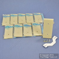10 Leviton Ivory UNBREAKABLE Nylon Blank Center Panel Sectional Cover Strap Mount Wallplates PSC14-I