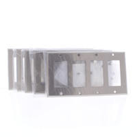5 Cooper ANTIMICROBIAL 4-Gang Stainless Steel Decorator Wallplates Cover GFCI GFI