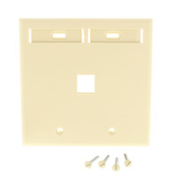 Leviton Ivory Quickport 1-Port ID Window Flush Wallplate 2-Gang Cover High-Impact Plastic 42080-1IP