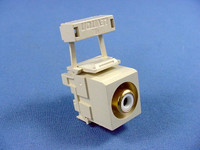 Leviton Quickport Ivory RCA Stereo Audio Jack White Stripe Gold Barrel 110 Termination 40735-RWI