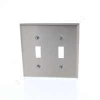 Cooper ANTIMICROBIAL Stainless Steel 2-Gang Switch Cover Toggle Wallplate Switchplate 93072AM