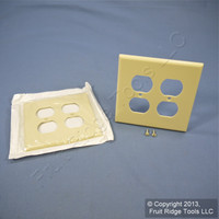 2 Leviton MIDWAY 2-Gang Ivory Duplex Receptacle Wallplate Outlet Covers 80516-I