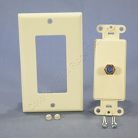 Leviton Almond Decora Coaxial Cable CATV Wall Plate Video Jack 40681-A BLUE CENTER
