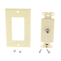 Leviton Almond Decora Coaxial Cable CATV Wall Plate Video Jack 40681-A BLUE CENTER