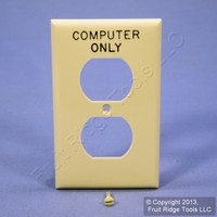 Leviton Ivory "COMPUTER ONLY" Receptacle Wallplate UNBREAKABLE Outlet Cover 80703-COI