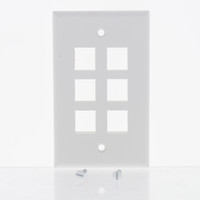 NEW Leviton White Quickport 6-Port Flush Mount High Impact Fire-Retardant Plastic Wallplate Cover 1-Gang 41080-6WP