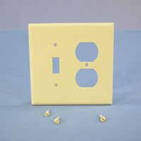 Cooper Ivory Mid-Size UNBREAKABLE Toggle Switch Duplex Outlet Cover Wallplate PJ18V
