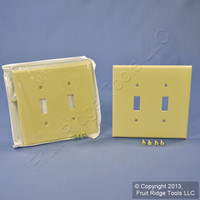 2 Leviton Ivory 2-Gang Midway UNBREAKABLE Toggle Switch Cover Wallplates PJ2-I
