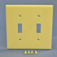 Cooper Ivory Standard Size 2-Gang UNBREAKABLE Toggle Switch Plate Cover Wallplate 5139V