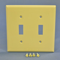 Cooper Ivory Standard Size 2-Gang UNBREAKABLE Toggle Switch Plate Cover Wallplate 5139V