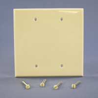 New Cooper Almond UNBREAKABLE Mid-Size 2-Gang Blank Nylon Wallplate Cover PJ23A