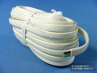 Leviton Ivory 25' Flat Phone Cord 6-Wire Telephone C2684-25I