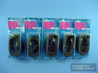 5 Leviton Black 12' TV/DVD/Stereo AV Audio Video Cables GOLD RCA Plugs C5852-12G