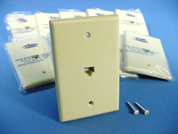 10 Leviton Ivory LARGE Phone Jack Telephone Wall Plates 8-Position 8-Wire 40580-I
