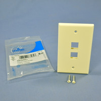 NEW Leviton Almond Quickport 2-Port Flush Mount High Impact Fire-Retardant Plastic Wallplate Cover 1-Gang 41080-2AP