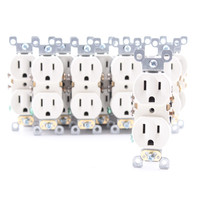 10 Leviton Almond Residential Duplex Receptacle Outlets 5-15R 15A Bulk 5320-SA