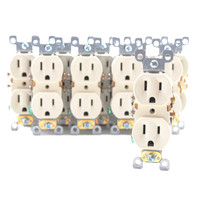 10 Leviton Almond Residential Duplex Receptacle Outlets 5-15R 15A Bulk 5320-SA