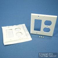 2 New Leviton Decora White GFCI & Receptacle Wallplate Outlet GFI Covers 80455-W