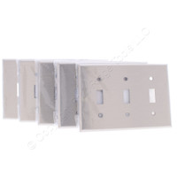 5 Cooper ANTIMICROBIAL Stainless Steel 3G Switch Cover Toggle Wallplates 93073AM