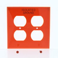 Leviton Orange 2-Gang "ISOLATED GROUND" Receptacle Wallplate Unbreakable Duplex Outlet Cover 80716-IG