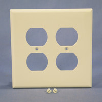 Cooper Light Almond Mid-Size 2-Gang UNBREAKABLE Receptacle Wallplate Duplex Outlet Cover PJ82LA
