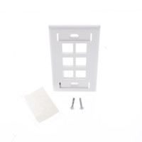 Leviton White Quickport 6-Port ID Window Flush Wallplate 1-Gang Cover High-Impact Plastic 42080-6WS