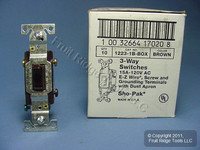 10 New Eagle Brown COMMERCIAL 3-WAY Quiet Toggle Wall Light Switches 15A 1223-1B