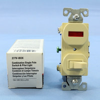 Cooper #277V Ivory Pilot Light Toggle Wall Switch Single Pole Control 15A 120V