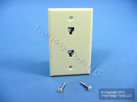 Leviton Ivory DUPLEX Phone Jack Wallplate 6-Wire Telephone C2676-I