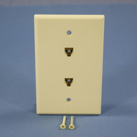 Cooper Almond Mid-Size 4-Wire Duplex Telephone Phone Jack Wallplate 3547-4A