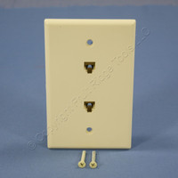 Cooper Almond Mid-Size 4-Wire Duplex Telephone Phone Jack Wallplate 3547-4A