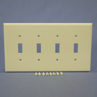 Cooper Almond 4-Gang Mid-Size UNBREAKABLE Nylon Toggle Switch Wallplate Cover PJ4A