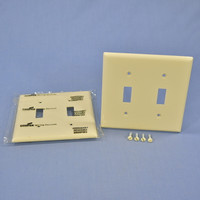 2 Cooper Ivory Standard Size 2-Gang UNBREAKABLE Toggle Switch Plate Cover Wallplates 5139V