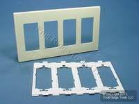 Leviton Almond Decora Plus SCREWLESS 4-Gang Wallplate GFCI GFI Cover 80312-SA