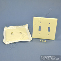 2 Leviton Almond UNBREAKABLE 2-Gang Switch Cover Wallplates Switchplate 80709-A