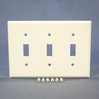 Mulberry White Semi-Gloss Standard 3-Gang Painted Metal Toggle Switch Cover Wallplate Switchplate 86073