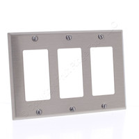 Cooper ANTIMICROBIAL 3-Gang Stainless Steel Decorator Wallplate Cover GFCI GFI 93403AM