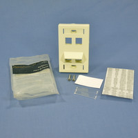 Leviton Almond Quickport ANGLED 1-Gang Labeled 4-Port Wallplate Cover 40807-AR