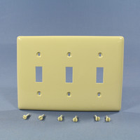 Hubbell Ivory UNBREAKABLE Nylon 3-Gang Toggle Switch Cover Wallplate Switchplate NP3I