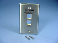 Leviton 2-Port PHILIPS Patient Monitoring Stainless Steel Quickport Wallplate 43080-1S2