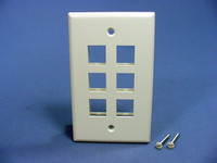NEW Leviton Almond Quickport 6-Port Flush Mount High Impact Fire-Retardant Plastic Wallplate Cover 1-Gang 41080-6AP