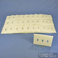 25 Leviton Almond 3-Gang MIDWAY UNBREAKABLE Nylon Toggle Switch Wallplate Covers PJ3-A