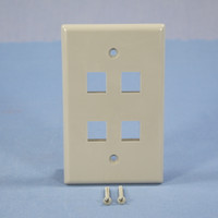 Cooper Gray 1-Gang Mid-Size Flush Mount 110 Style 4-Port Wallplate 5540GY-MSP